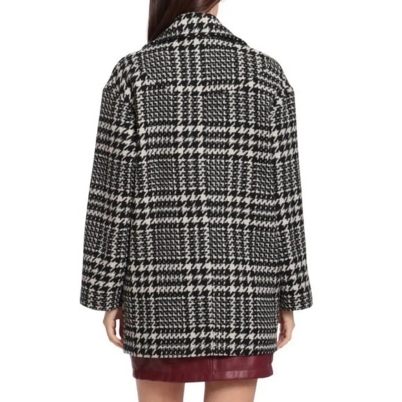 NWT Avec Les Filles Black White Plaid Houndstooth Pea Coat Small Career Preppy - Picture 3 of 9